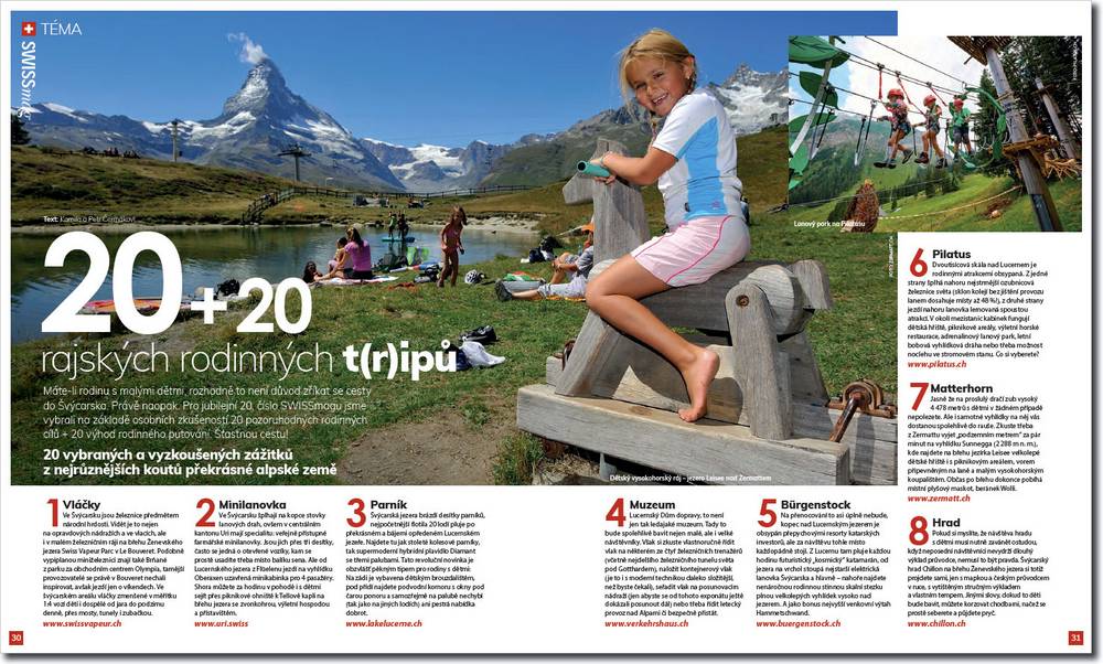 20 + 20 rajských rodinných t(r)ipů ve Švýcarsku